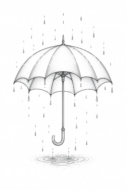 Umbrella in the Rain Tattoo Design
