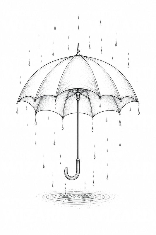 Tattoo-ontwerp van paraplu in de regen