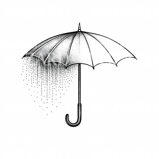 Umbrella Rain Dotwork Tattoo Design