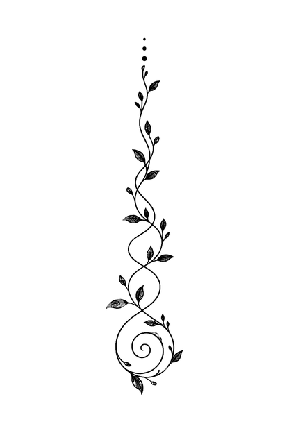 Desenho de tatuagem Unalome avec vigne com trilho de montanha