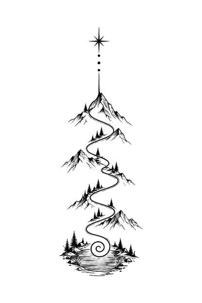 Desain Tato Sketsa Jalur Gunung Unalome