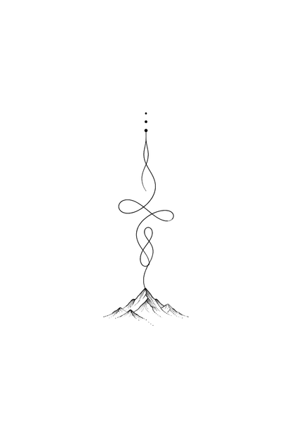 Fine-Line-Tattoo Unalome aus den Bergen