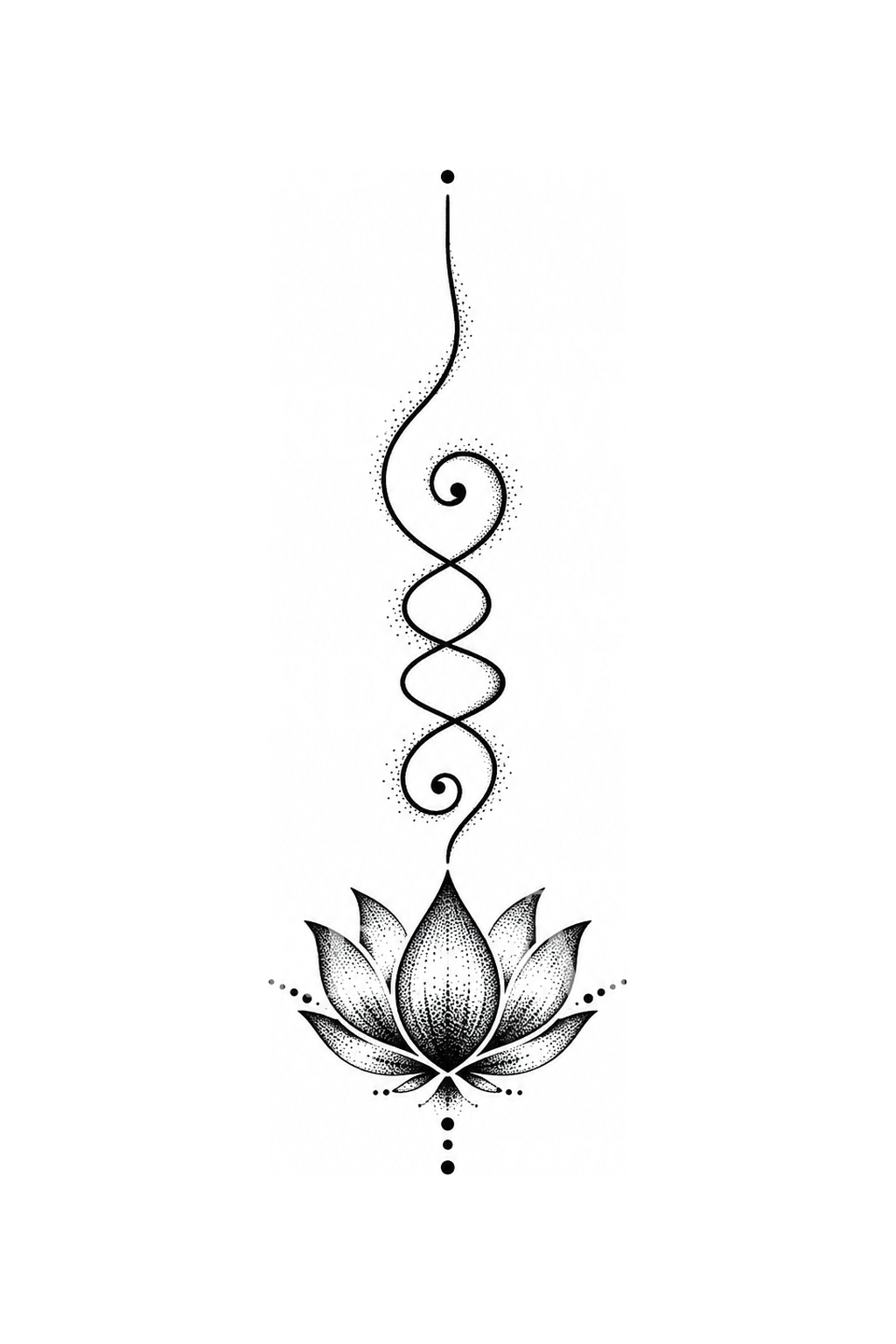 从点彩莲花中升起的乌纳洛姆纹身插画