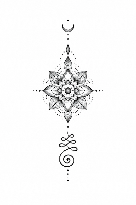Unalome ve Lotus Mandala Dövme Fikri