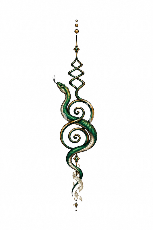 Unalome with Shedding Snake Tattoo Idea