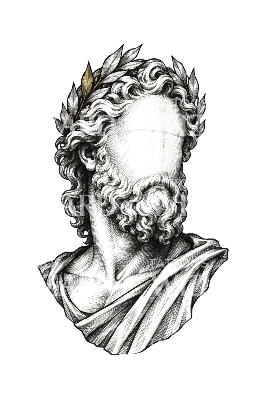 Unfinished Face Zeus Sketch Tattoo Idea