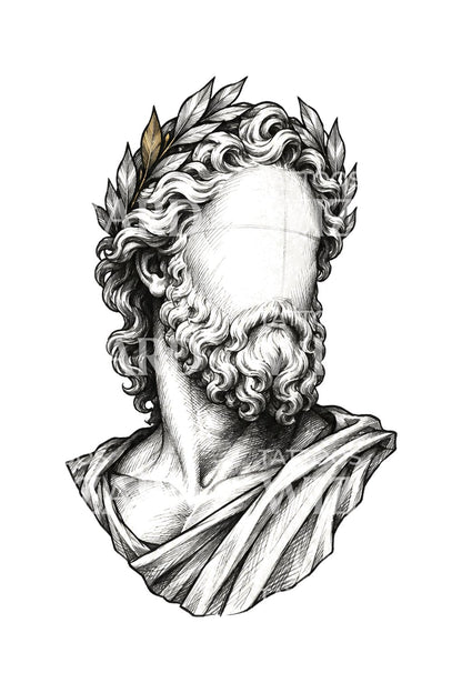 Unfinished Face Zeus Sketch Tattoo Idea