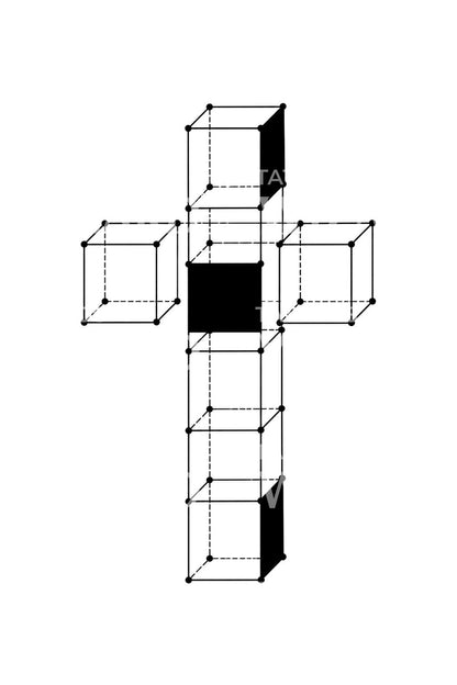 Tatoveringsdesign med udfoldet hyperkubenet