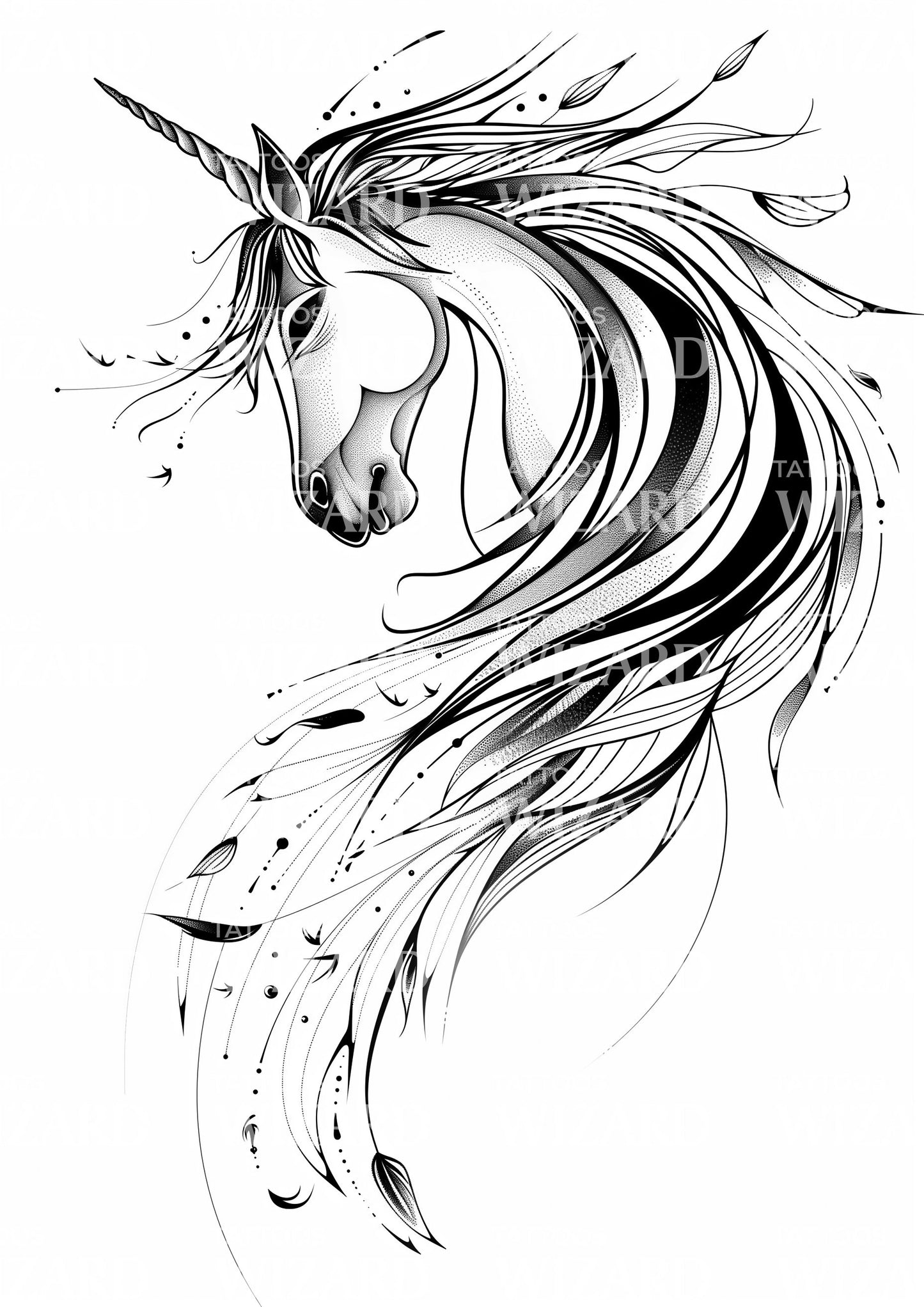 Unicorn Sketch Tattoo Design