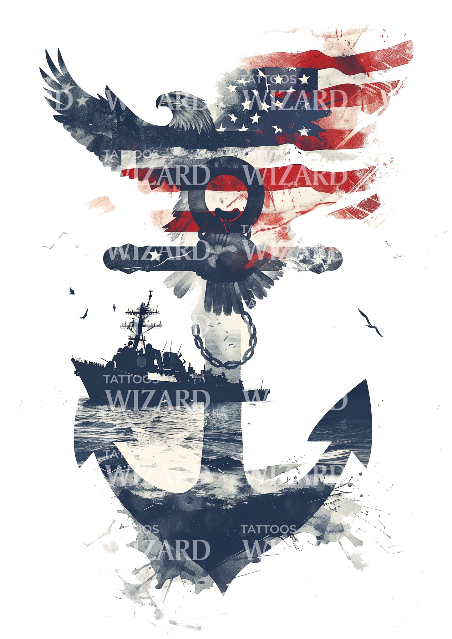 US Navy Military Full Sleeve Tattoo Design