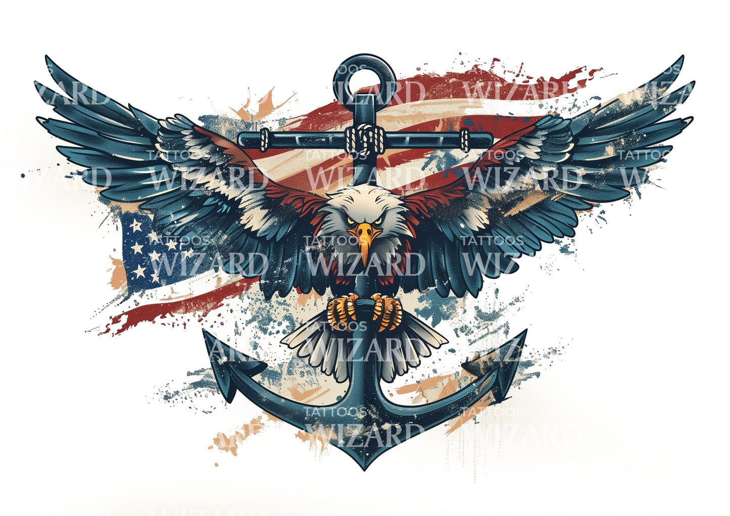 US Navy Seals Predator Flag & Eagle Tattoo Design