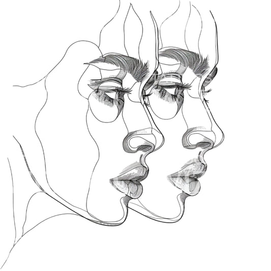 Duplicate Artistic Fineline Woman Tattoo Design