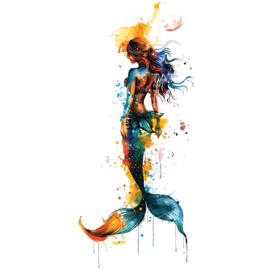 Watercolor Rainbow Mermaid Tattoo Design
