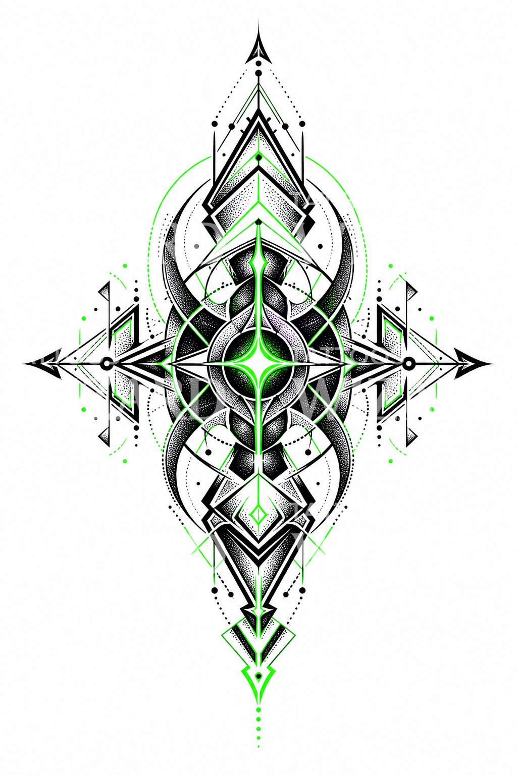 UV Glow Geometric Symbol Tattoo Design