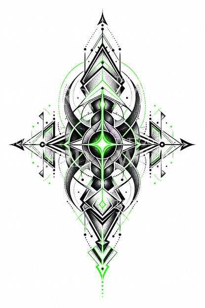 UV Glow Geometric Symbol Tattoo Design