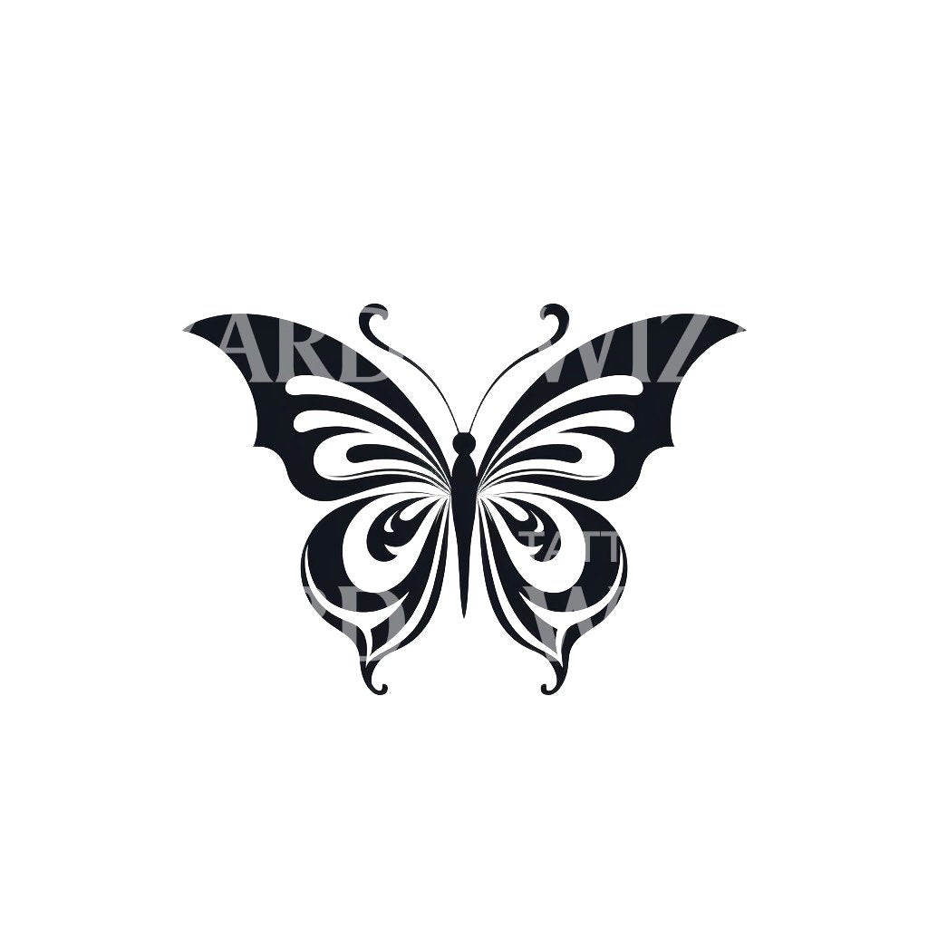 Conception de tatouage audacieux de papillon minimaliste