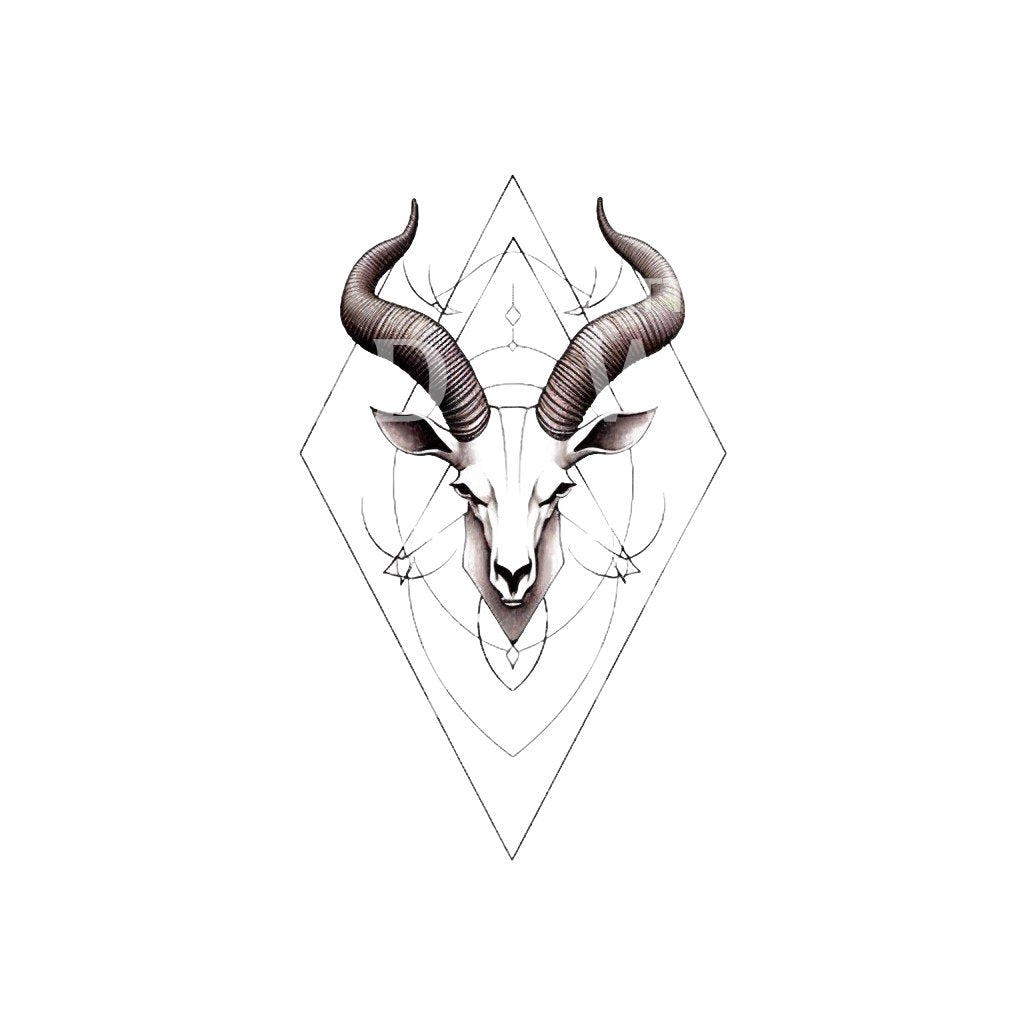 Geometric Aries Goat Tattoo Design