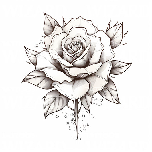 Conception de tatouage de rose noire et grise