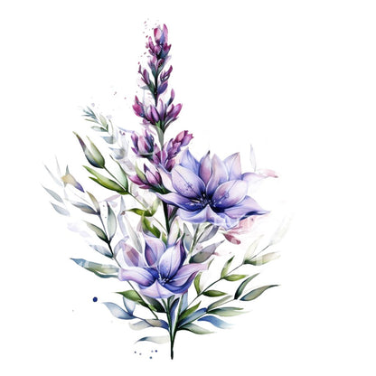 Watercolor Heather Flower Tattoo Design
