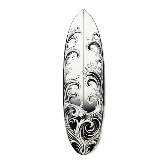 Simple Surfboard with Wave Patterns Tattoo Design