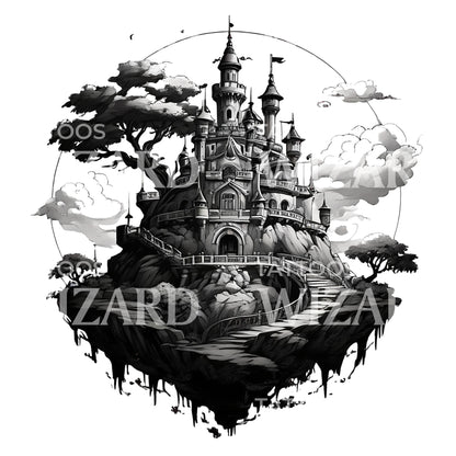 Anime Castle in the Sky Tattoo Design
