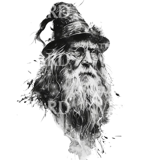 Dumbledore Wizard Tattoo Design