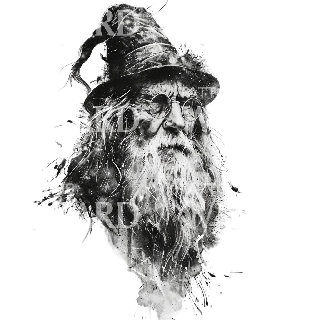 Dumbledore Zauberer Tattoo Design