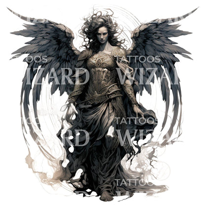 Dark Angel Black and Grey Tattoo Design