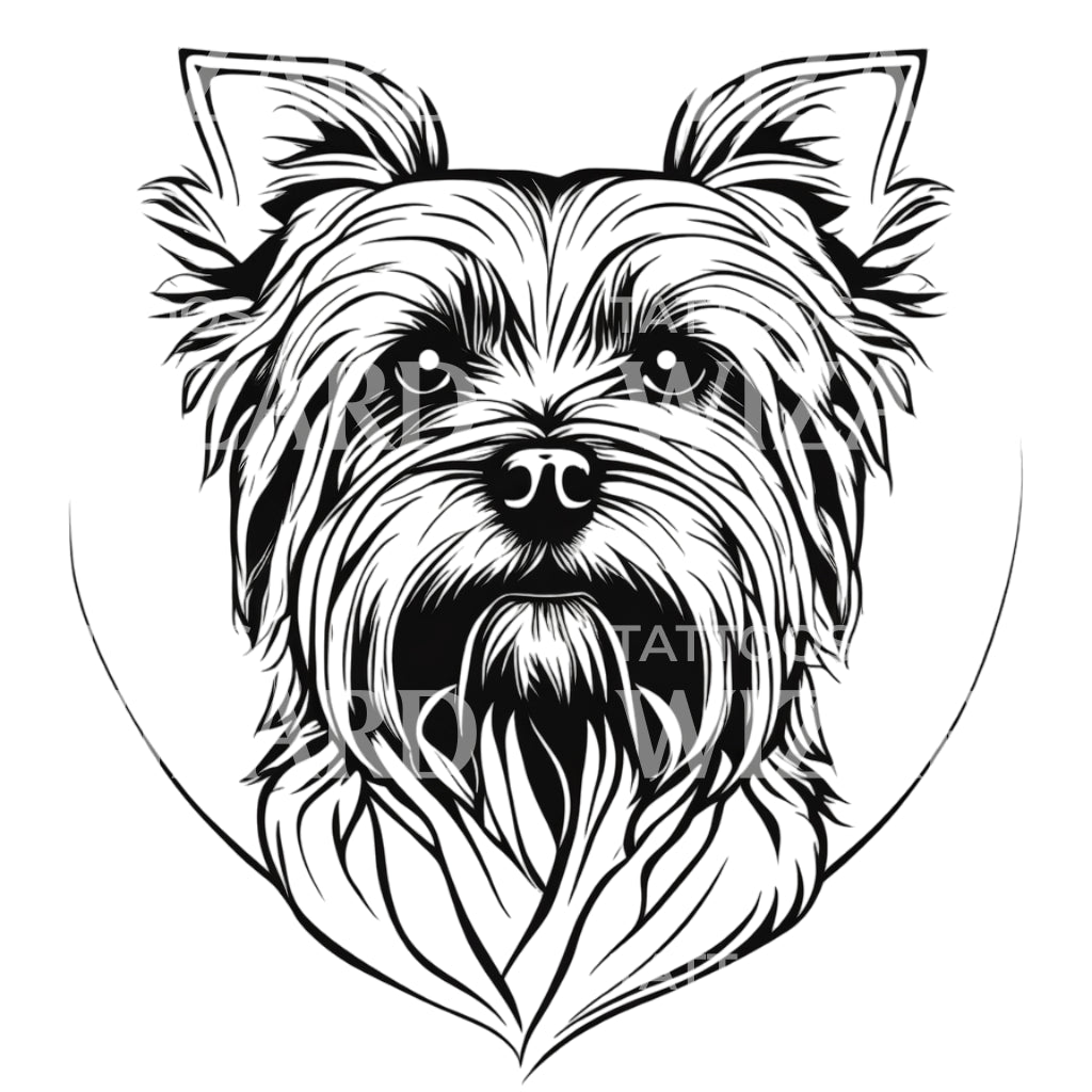 Yorkshire Terrier Dog Head Tattoo Design