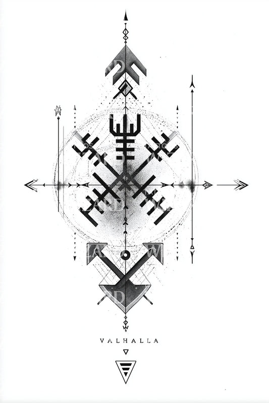 Valhalla Norse Sigil Tattoo Design
