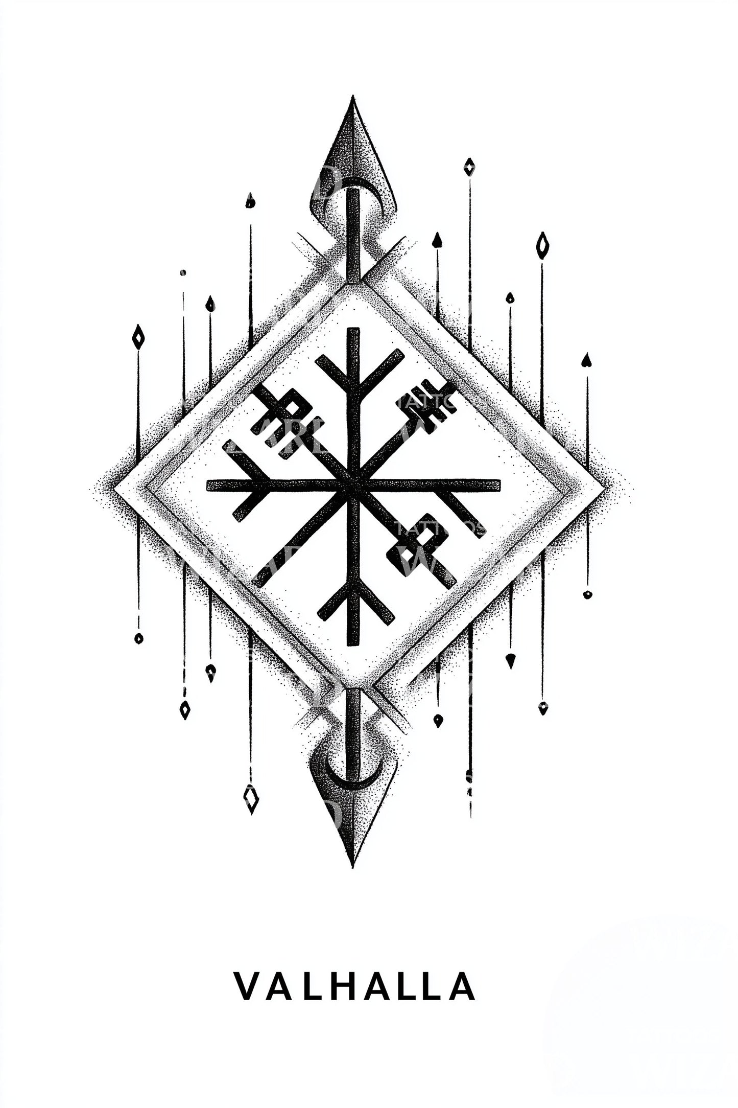 Valhalla Viking Rune Tattoo Design