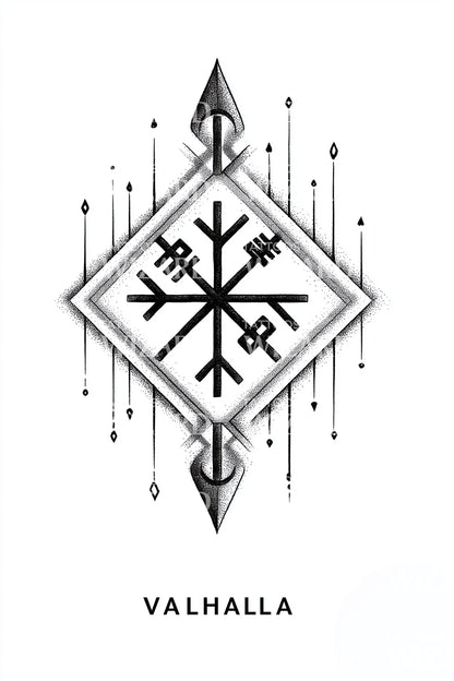 Valhalla Viking Rune Tattoo Design