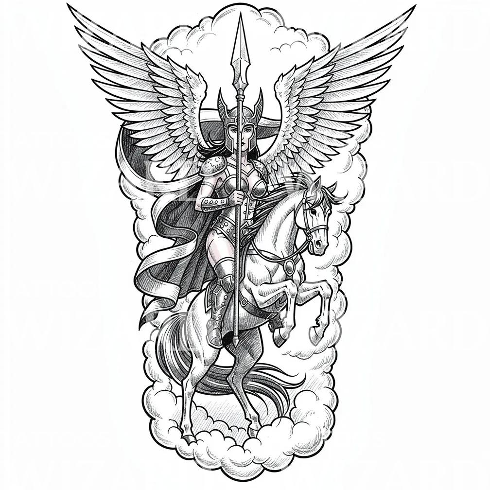 Valkyrie Angel Rider Tattoo Design