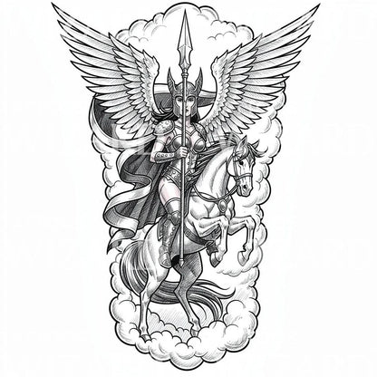 Valkyrie Angel Rider Tattoo Design