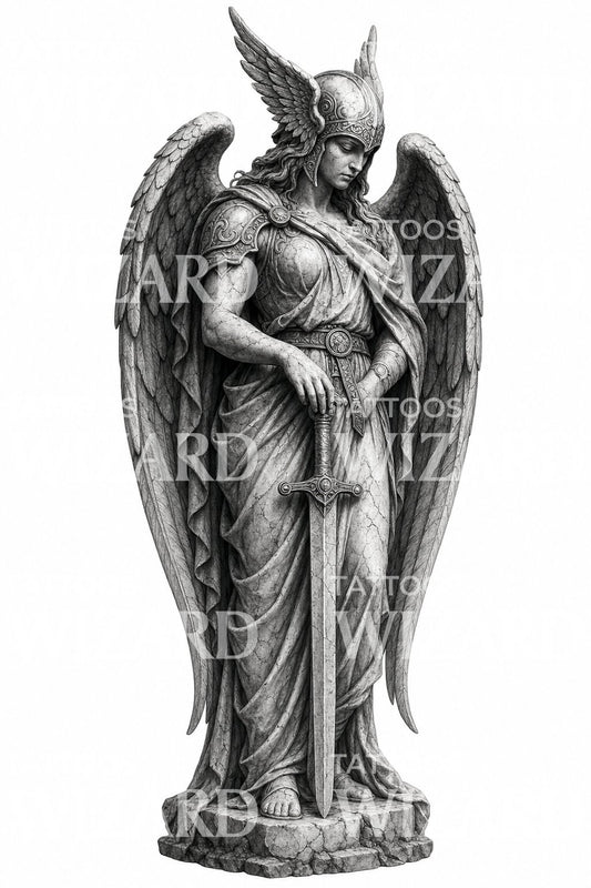 Valkyrie vokterstatue tatoveringsdesign