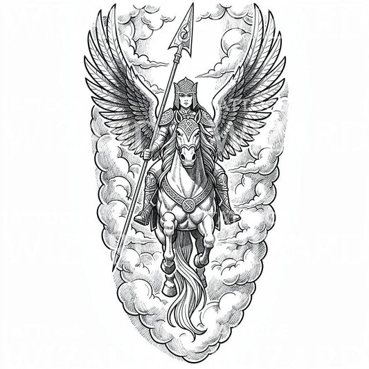 Valkyrie Pegasus Savaşçısı Dövme Tasarımı