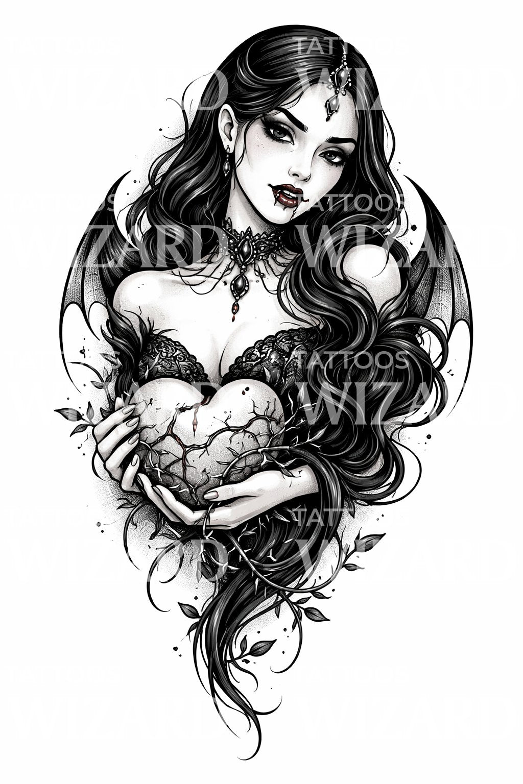Vampire Heart Gothic Tattoo Design