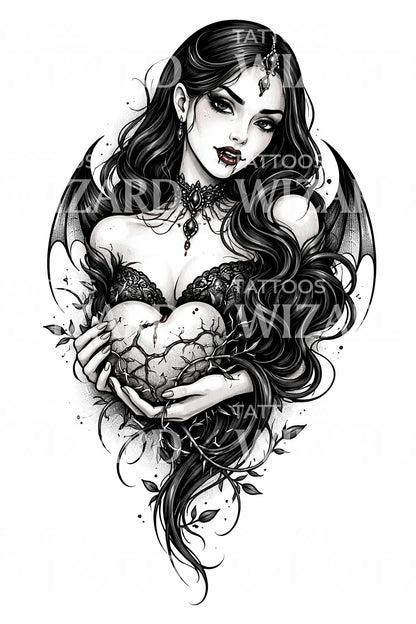 Vampire Heart Gothic Tattoo Design