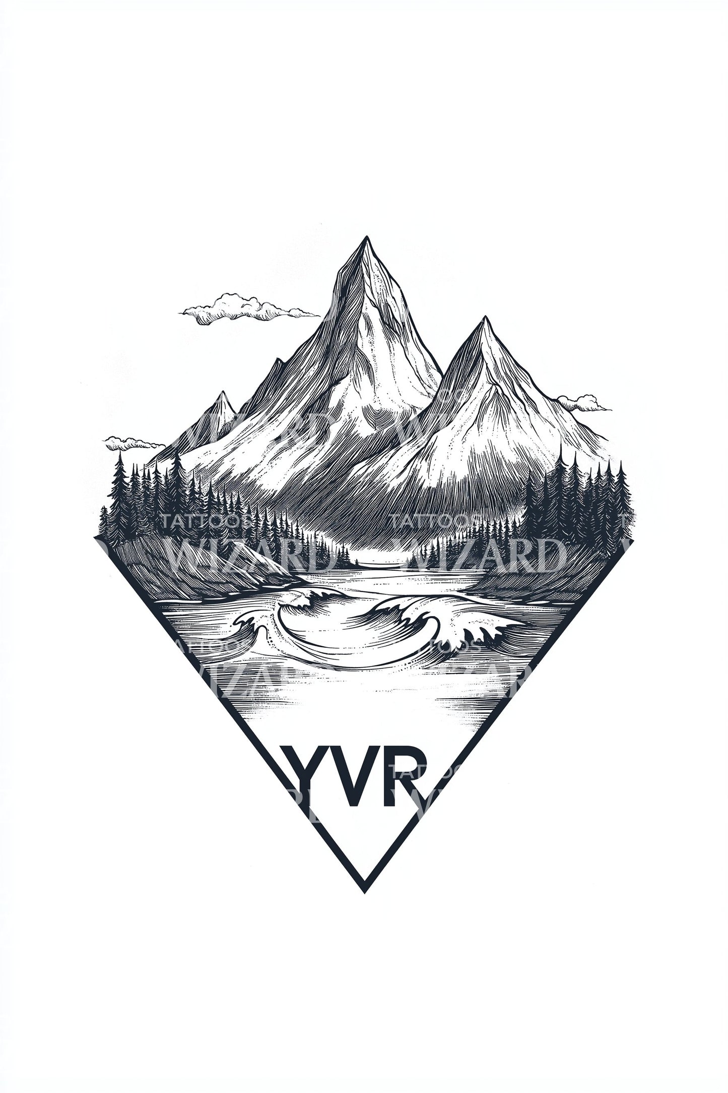 Vancouver Peaks YVR Tattoo Design
