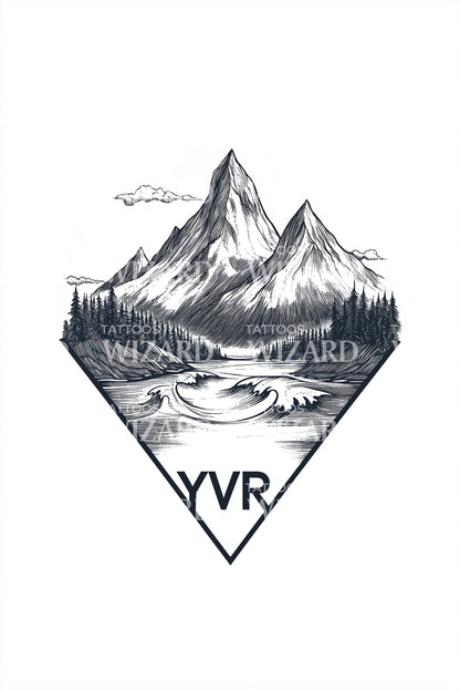 Vancouver Peaks YVR Tattoo Design