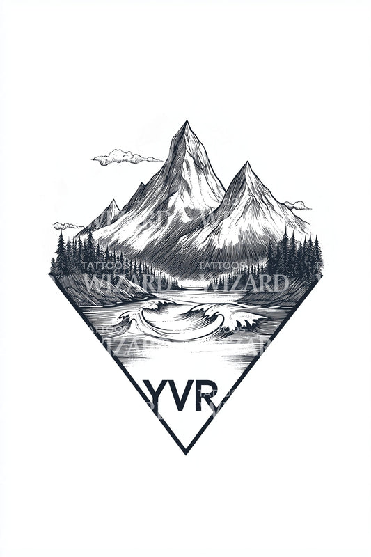 Vancouver Peaks YVR Tattoo Design