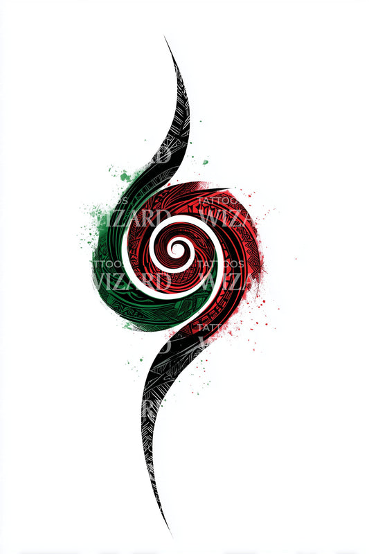 Ideia de Tatuagem Espiral de Chama Tribal de Vanuatu