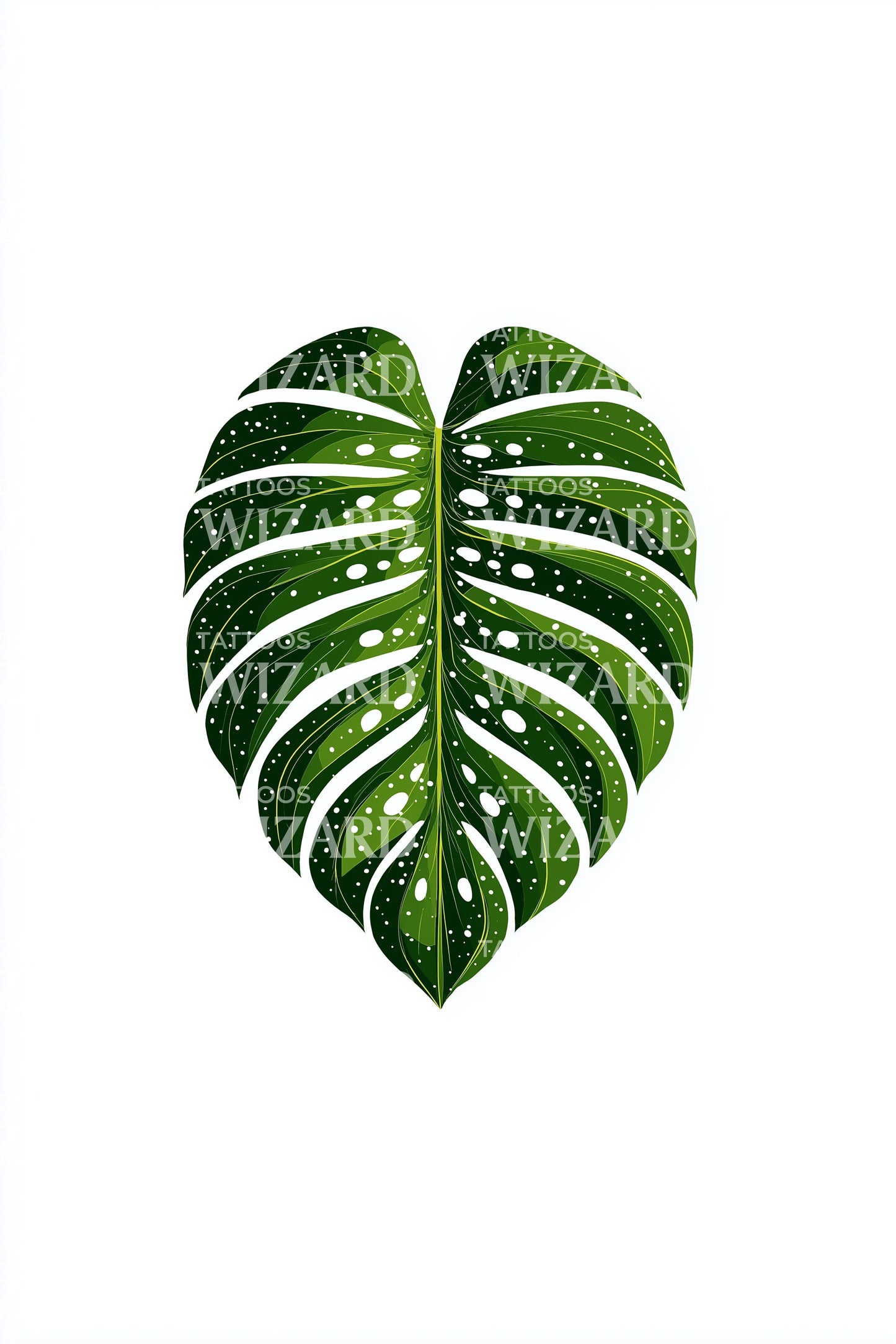 Variegated Leaf Botanical Tattoo Design