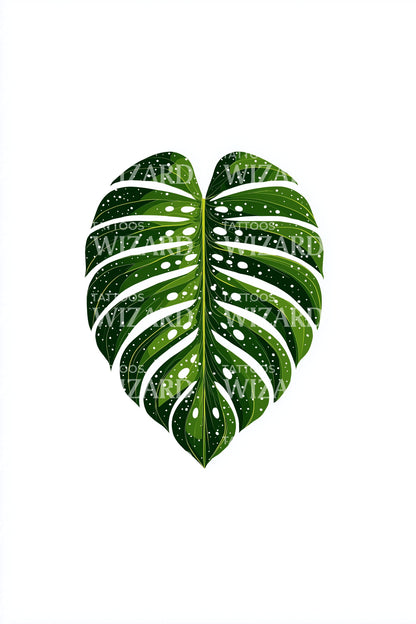 Variegated Leaf Botanical Tattoo Design
