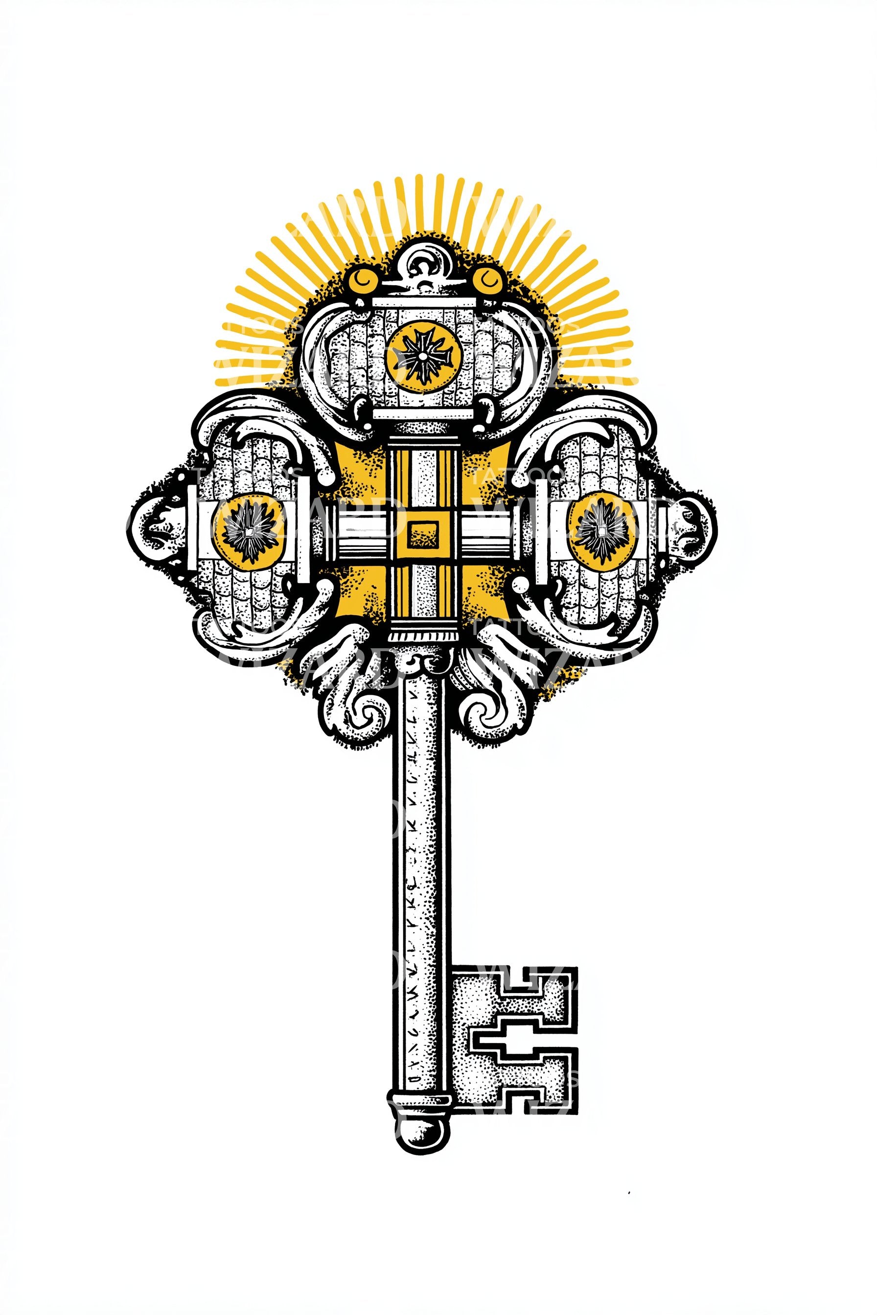 Vatican Ornate Cross Key Tattoo Design – Tattoos Wizard Designs