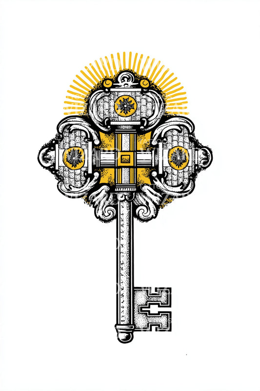 Design de Tatuagem de Chave Cruz Ornada do Vaticano