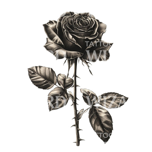 Midnight Bloom a Black Rose Tattoo Design
