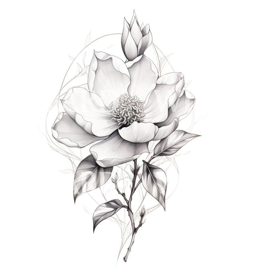 Black and Grey Magnolia Flower Design