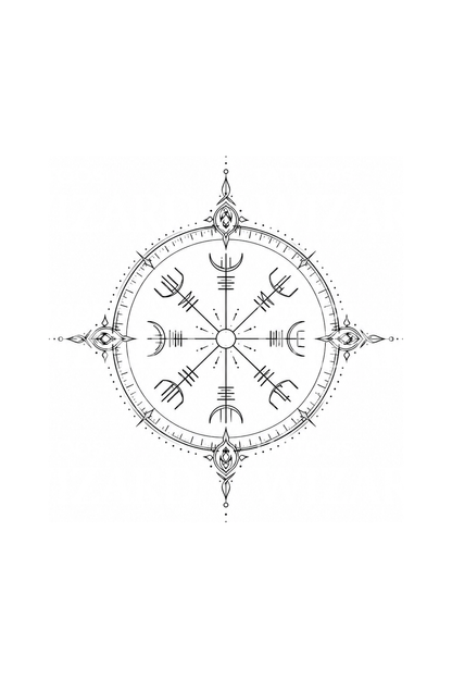 Vegvisir iránytűgyűrű fine line tetoválási ötlet