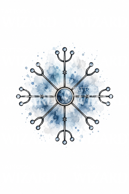 Tatuaggio Vegvisir con sfumatura blu acciaio